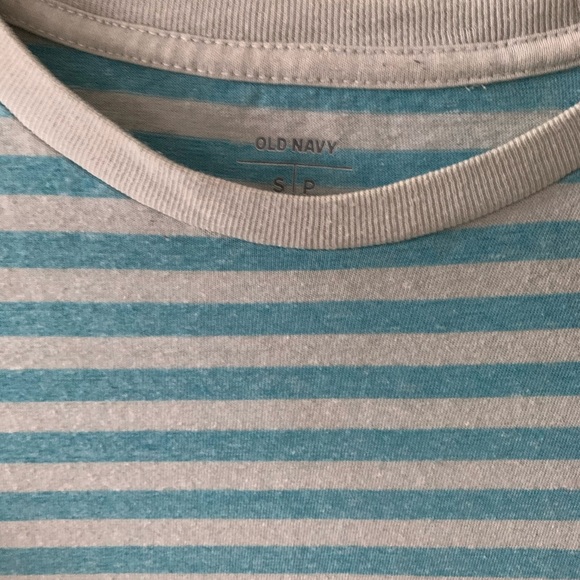 Discontinued Casual T-Shirt - Blue Horizontal Stripped Shirt - Picture 2 of 4